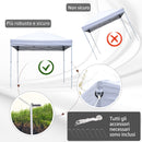 Gazebo da Giardino 2.5x2.5m in Acciaio Pieghevole Tessuto Oxford Bianco 