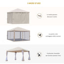 Gazebo da Giardino 3.65x3.65m in Ferro Beige 