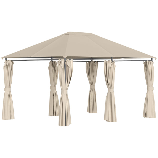 online Gazebo da Giardino 4x3m in Acciaio Tende Laterali Kaki