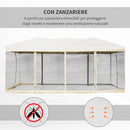 Gazebo da Giardino 3x6m in Acciaio Pieghevole con Zanzariere Beige 