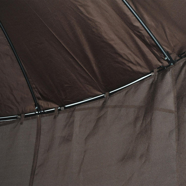 Gazebo da Giardino Ø3.65m in Metallo Doppio Tetto Caffè sconto