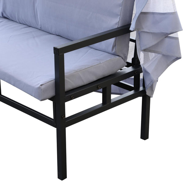 online Gazebo da Giardino 2x2.9x2.45m in Acciaio Zanzariere e Panchine Grigio