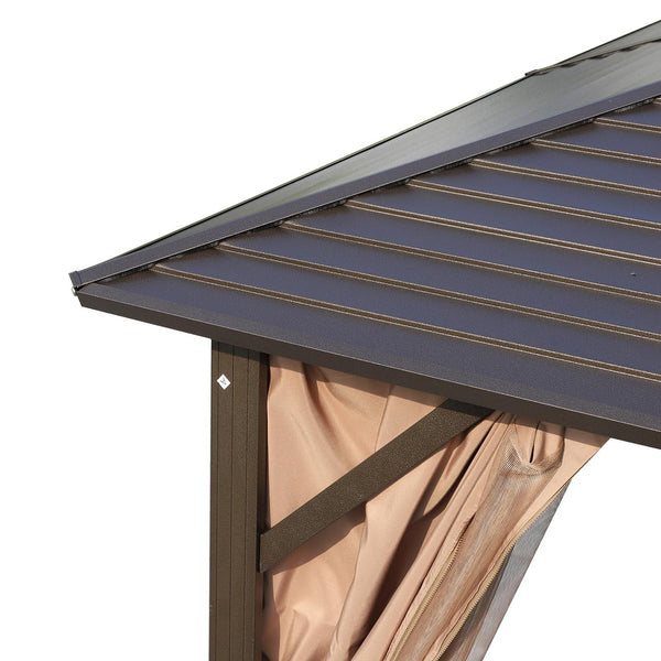 Gazebo da Giardino 3x3m in Alluminio Tende Laterali Marrone e Nero prezzo