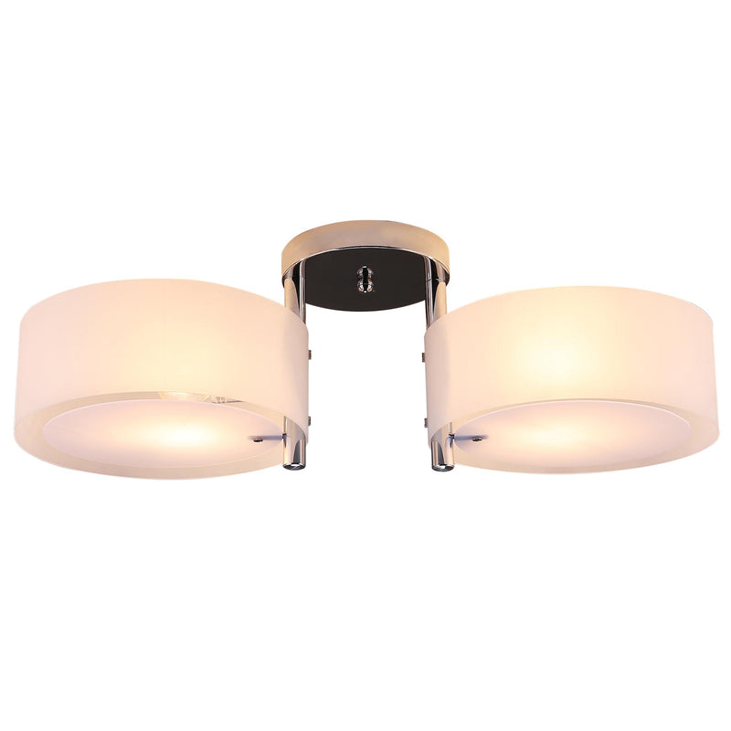 Plafoniera Moderna in Acrilico Bianco Argento 60x19 cm 