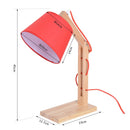Lampada da Tavolo con Braccio Regolabile in Rovere e Paralume Rosso 