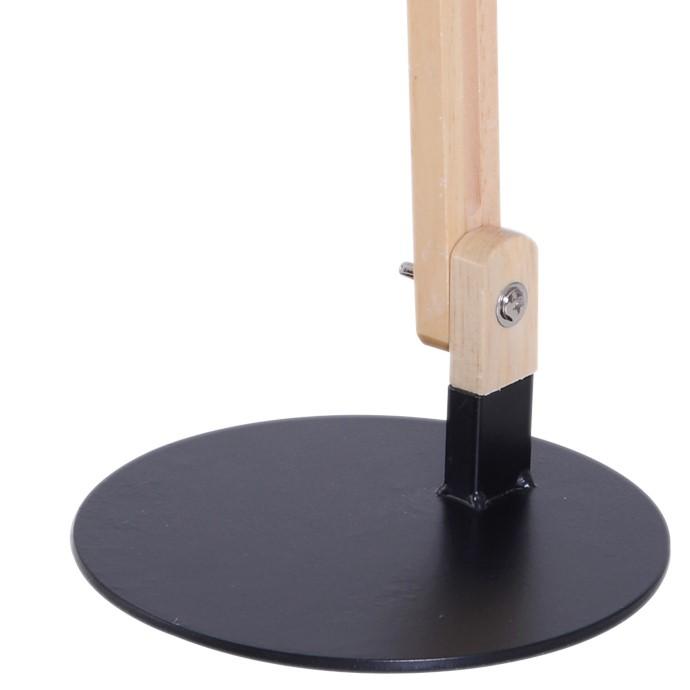 Lampada da Tavolo Scrivania Pieghevole in Legno e Metallo Nero 