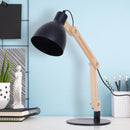Lampada da Tavolo Scrivania Pieghevole in Legno e Metallo Nero 