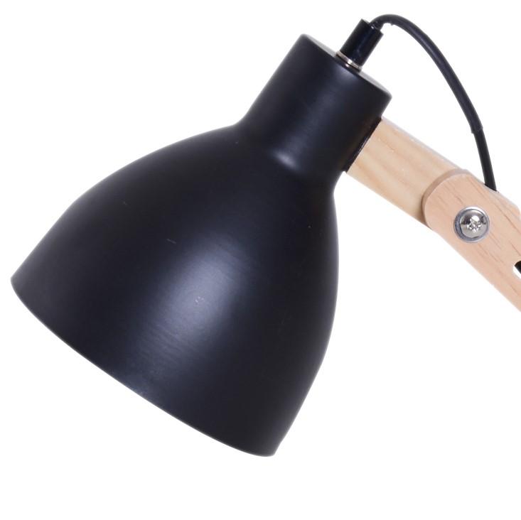 Lampada da Tavolo Scrivania Pieghevole in Legno e Metallo Nero 