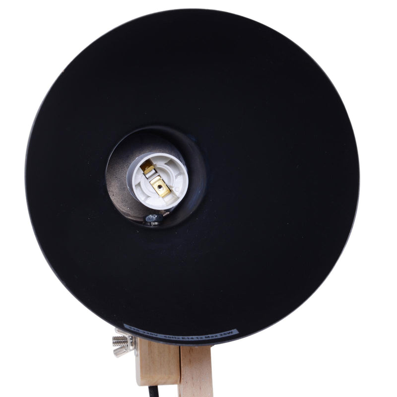 Lampada da Tavolo Scrivania Pieghevole in Legno e Metallo Nero 