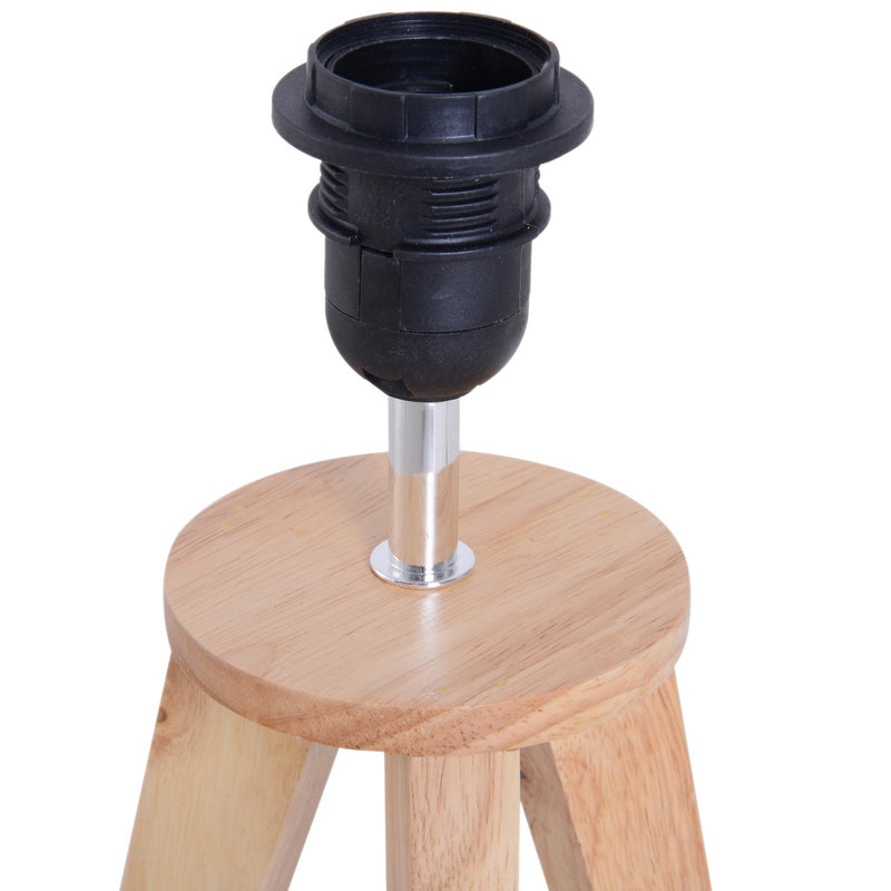 Lampada da Comodino Abat Jour in Legno Rovere e Tessuto Beige 