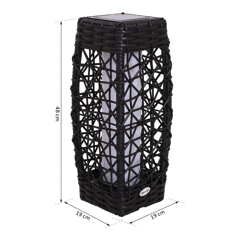 Lanterna Lampada LED da Giardino con Copertura in Rattan Sintetico Caffè 19x19x68 cm 