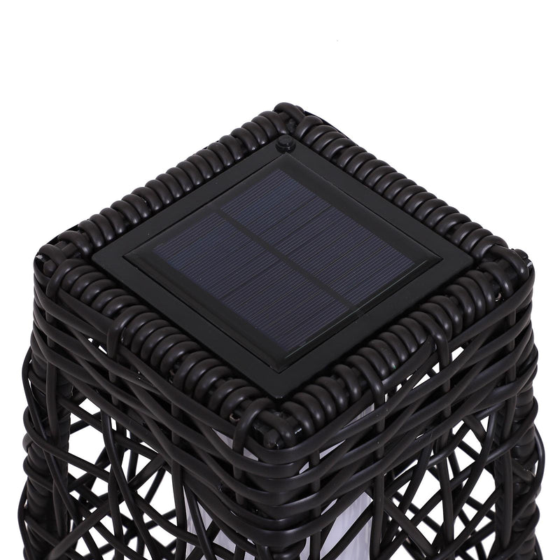 Lanterna Lampada LED da Giardino con Copertura in Rattan Sintetico Caffè 19x19x68 cm 