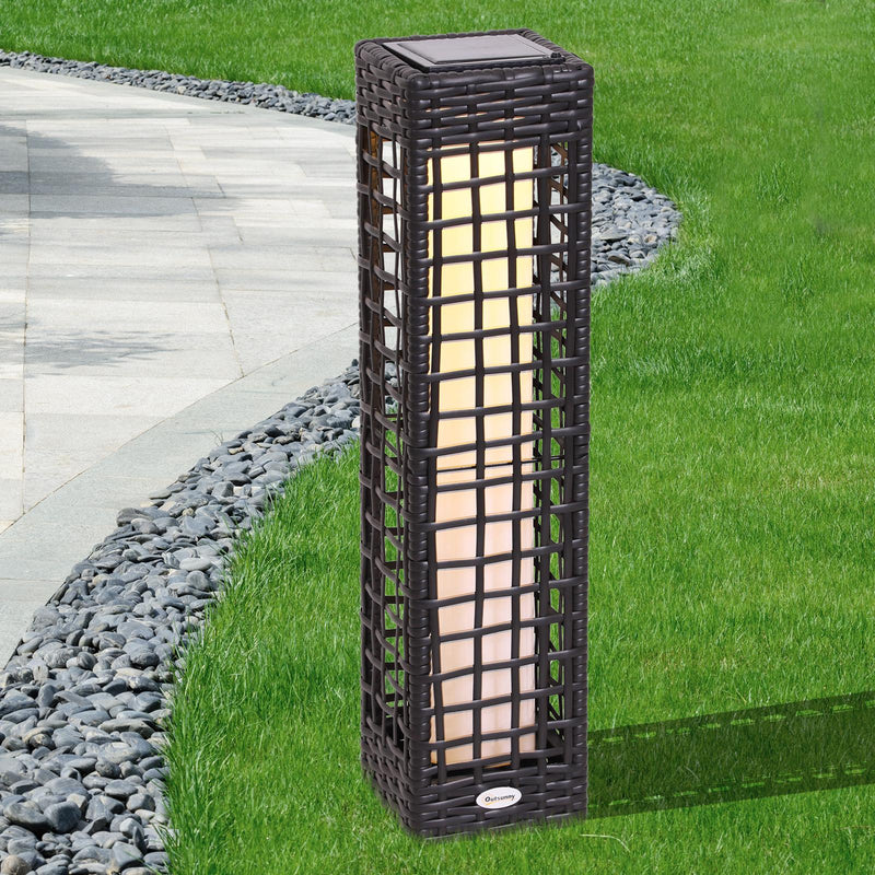 Lampada LED da Giardino con Copertura in Rattan Sintetico Caffè 17x17x68 cm 