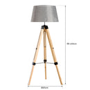 Lampada da Terra Design con Treppiede in Legno Altezza Regolabile Grigio 