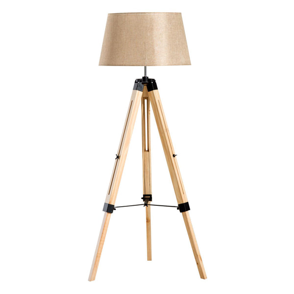 Lampada da Terra Design con Treppiede in Legno Altezza Regolabile Beige online