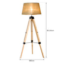 Lampada da Terra Design con Treppiede in Legno Altezza Regolabile Beige 
