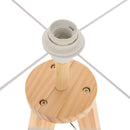 Lampada da Terra Tripode in Legno e Lino con Interruttore a Pedale Altezza 154 cm 