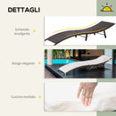 Lettino Prendisole Ergonomico in Acciaio con Cuscino Marrone e Bianco 