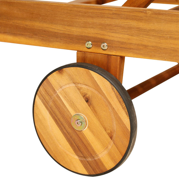 Lettino Prendisole in Legno di Acacia Pieghevole con Schienale e Poggiapiedi Regolabili online