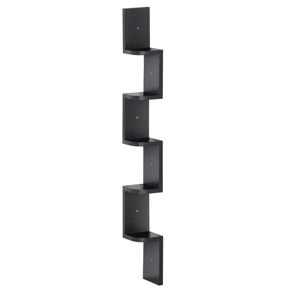 Libreria da Parete con Mensole in Legno MDF Nero 12x12x120 cm sconto