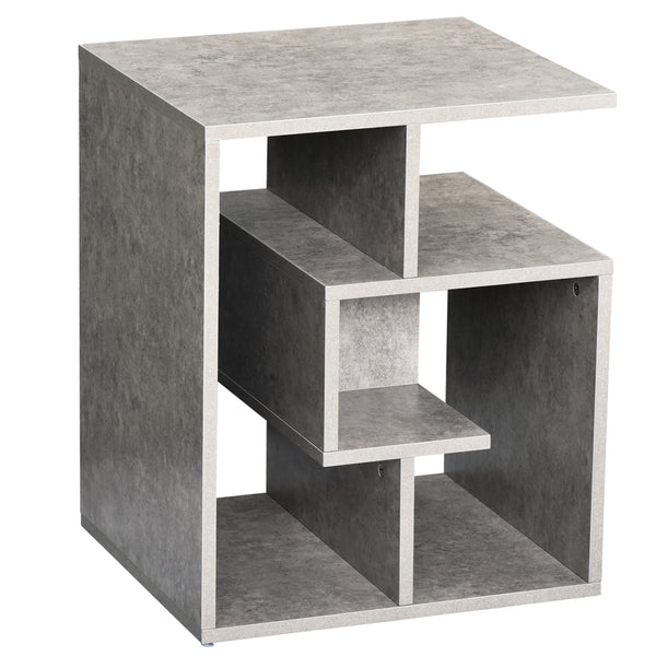 acquista Mobiletto Libreria a 3 livelli in Legno Grigio Effetto Cemento 45x40x55 cm