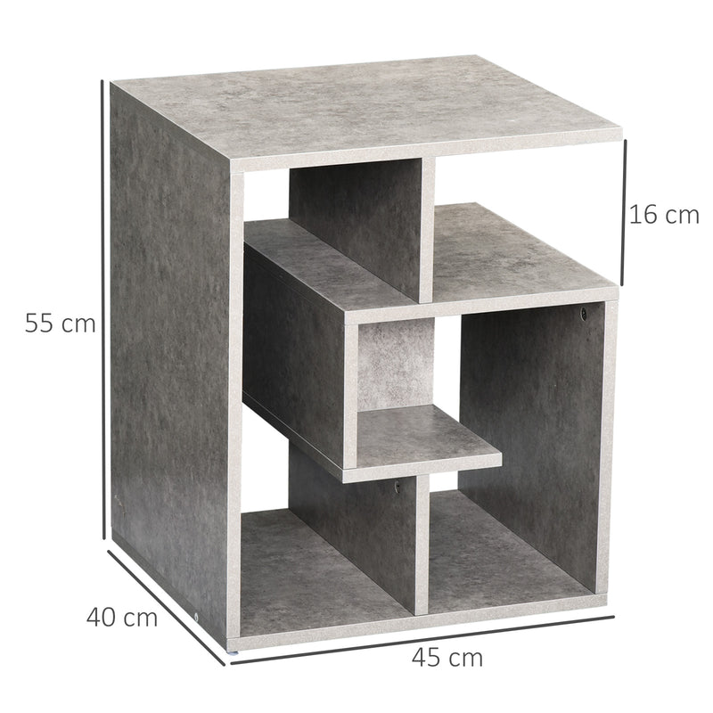 Mobiletto Libreria a 3 livelli in Legno Grigio Effetto Cemento 45x40x55 cm 