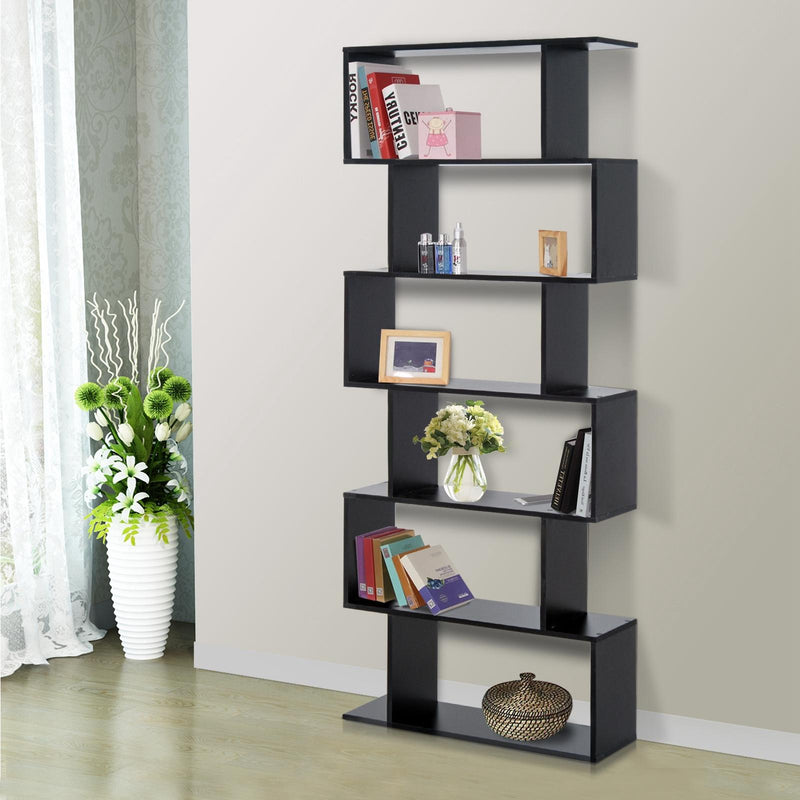 Libreria Design Moderno in Legno con 6 Ripiani Nero 80x23x192 cm 