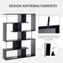 Mobile a Scaffali Libreria 5 Livelli in Legno Nero 120x28.6x160 cm 