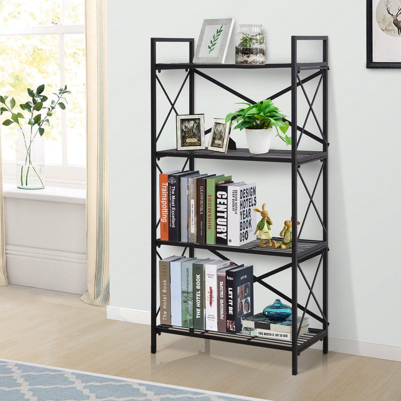 Libreria Scaffale Versatile a 4 Ripiani Stile Industriale Nero 80x40x160 cm 
