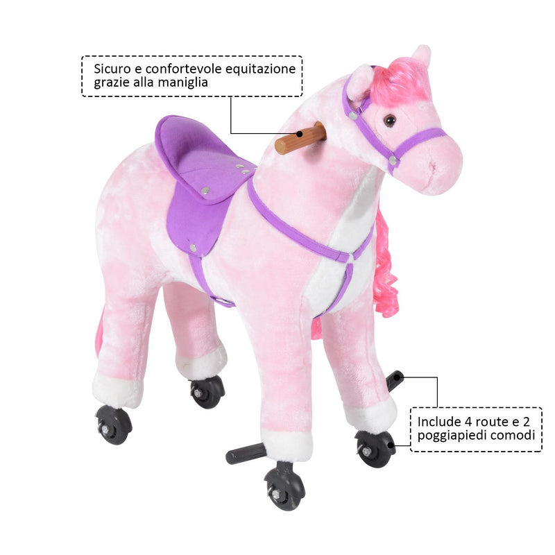 Cavallo Cavalcabile per Bambini con Suoni Rosa 
