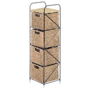 Mobile a Colonna da Bagno 4 Cesti in Alga Marina e Ferro naturale 20x20x78 cm 