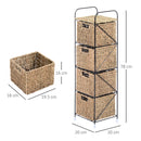 Mobile a Colonna da Bagno 4 Cesti in Alga Marina e Ferro naturale 20x20x78 cm 