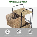 Mobile a Colonna da Bagno 4 Cesti in Alga Marina e Ferro naturale 20x20x78 cm 