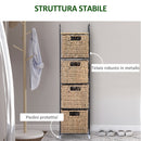 Mobile a Colonna da Bagno 4 Cesti in Alga Marina e Ferro naturale 20x20x78 cm 