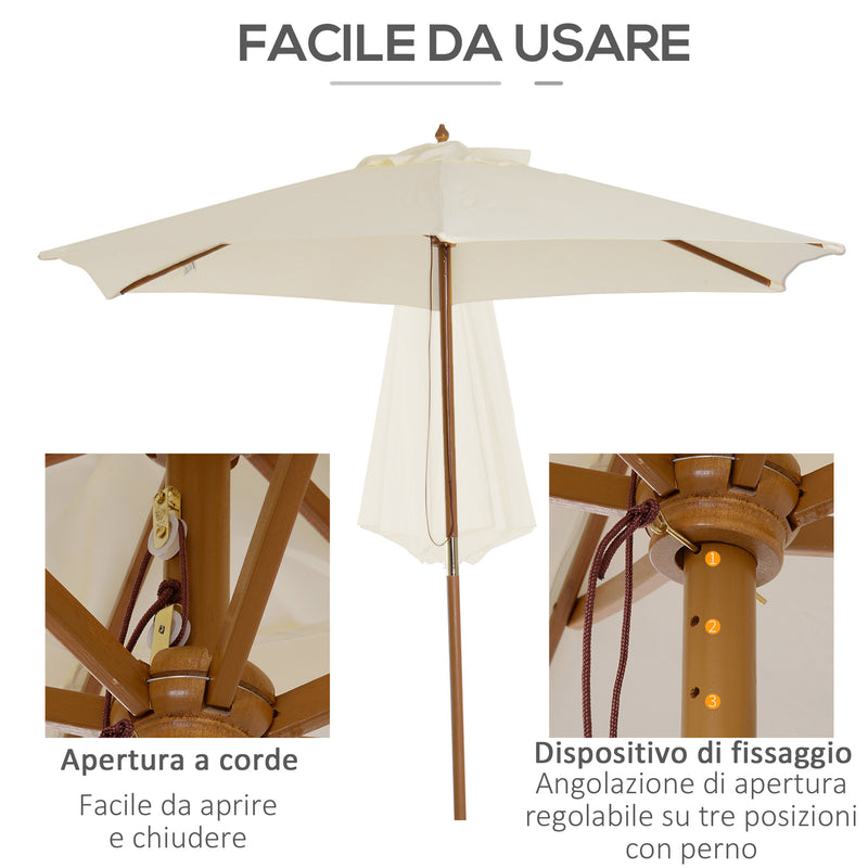Ombrellone da Giardino 2.5x2.5 m Palo Ø38 mm in Legno Crema 