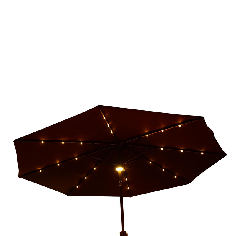 Ombrellone da Giardino Ø2.74 m Palo Ø38 mm in Acciaio con LED Marrone 