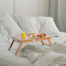 Tavolino da Letto per PC Portatile con Sistema di Raffreddamento in Bambù 55x35x22-30 cm 