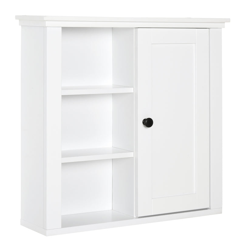 Mobiletto da Parete Salvaspazio 4 Ripiani Anta in Legno Bianco 53x14.5x50.5 cm