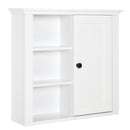 Mobiletto da Parete Salvaspazio 4 Ripiani Anta in Legno Bianco 53x14.5x50.5 cm 