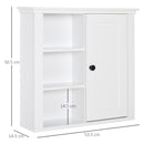 Mobiletto da Parete Salvaspazio 4 Ripiani Anta in Legno Bianco 53x14.5x50.5 cm
