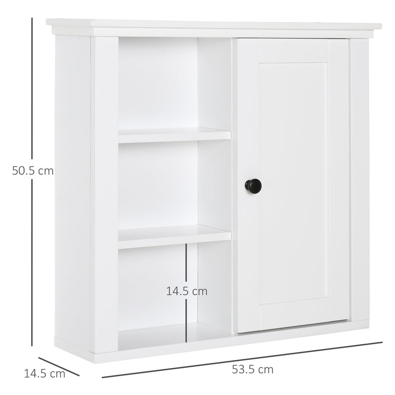 Mobiletto da Parete Salvaspazio 4 Ripiani Anta in Legno Bianco 53x14.5x50.5 cm
