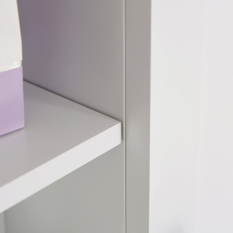 Mobiletto da Parete Salvaspazio 4 Ripiani Anta in Legno Bianco 53x14.5x50.5 cm