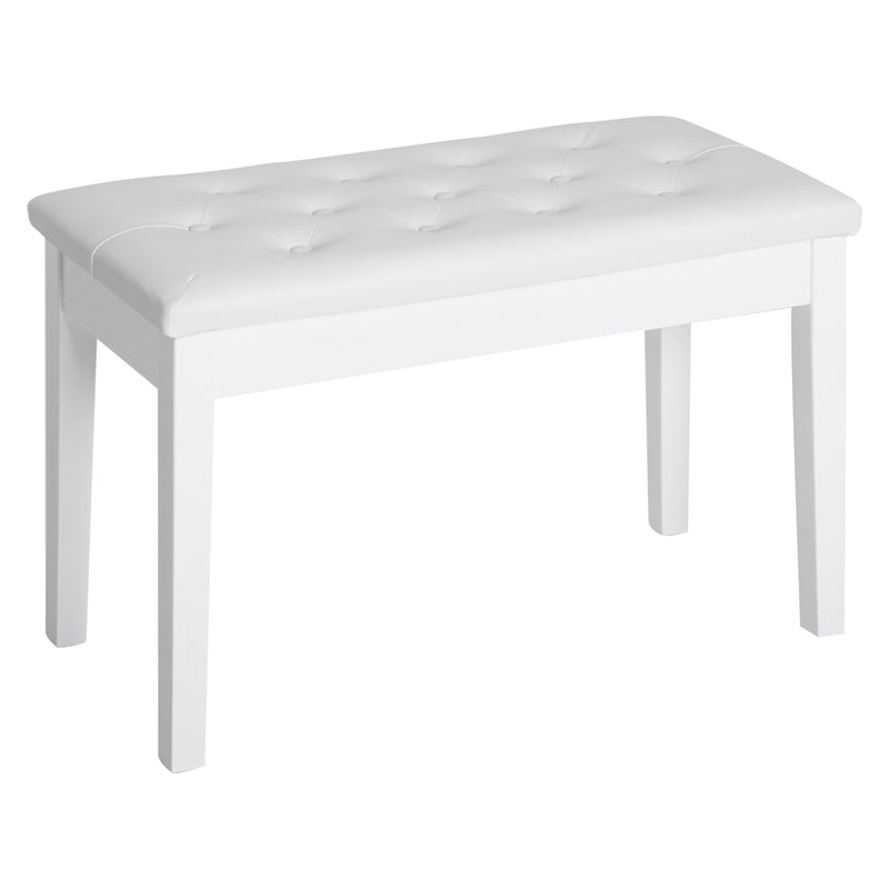 Panca Sgabello Pianoforte con Vano Portaoggetti in Similpelle e Legno 76x36x50 cm Bianco 
