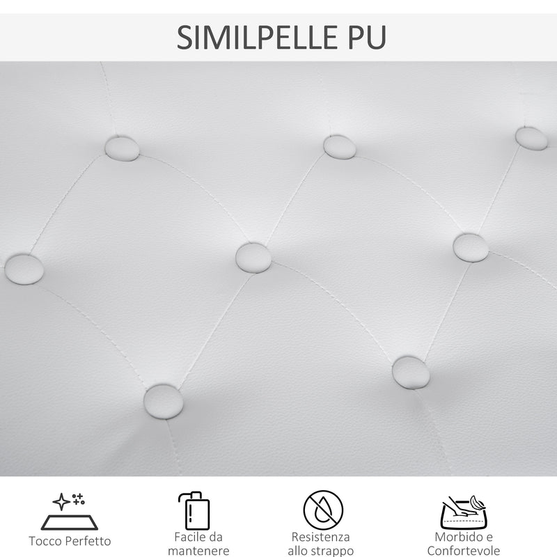 Panca Sgabello Pianoforte con Vano Portaoggetti in Similpelle e Legno 76x36x50 cm Bianco 