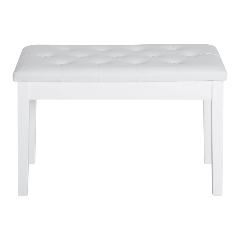 Panca Sgabello Pianoforte con Vano Portaoggetti in Similpelle e Legno 76x36x50 cm Bianco 