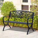 Panchina da Giardino 2 Posti in Ghisa Lavorata Nero 127x60x85 cm 