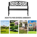 Panchina da Giardino 2 Posti in Ghisa Lavorata Nero 127x60x85 cm 