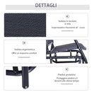 Panchina Dondolo da Giardino 2 Posti in Metallo Grigio 123x70x87 cm 