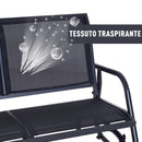 Panchina Dondolo da Giardino 2 Posti in Metallo Grigio 123x70x87 cm 