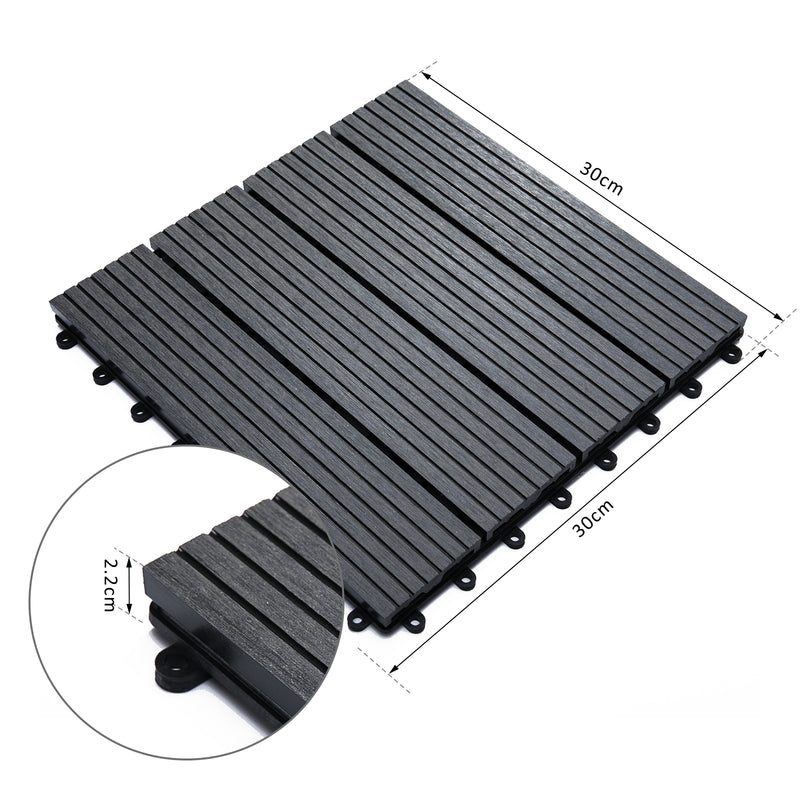 Pavimentazione da Esterno Incastrabile Piastrelle da Giardino 11 Mattonelle 30x30x2.2 cm Grigio 